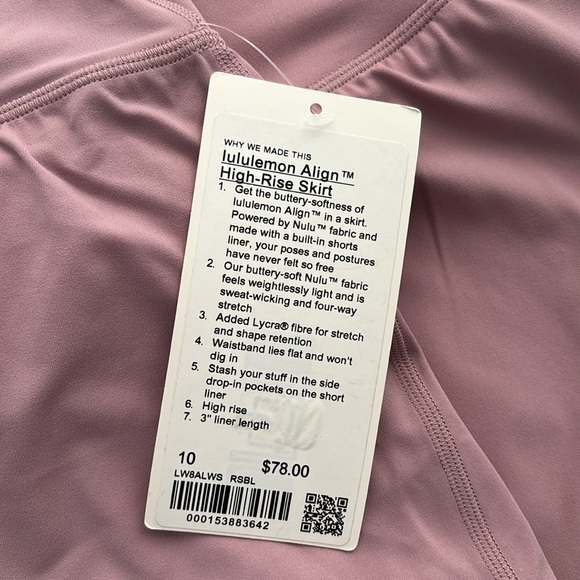 lululemon ALIGN HIGH RISE SKIRT IN ROSE BLUSH SZ 6,10 NWT - Picture 10 of 11